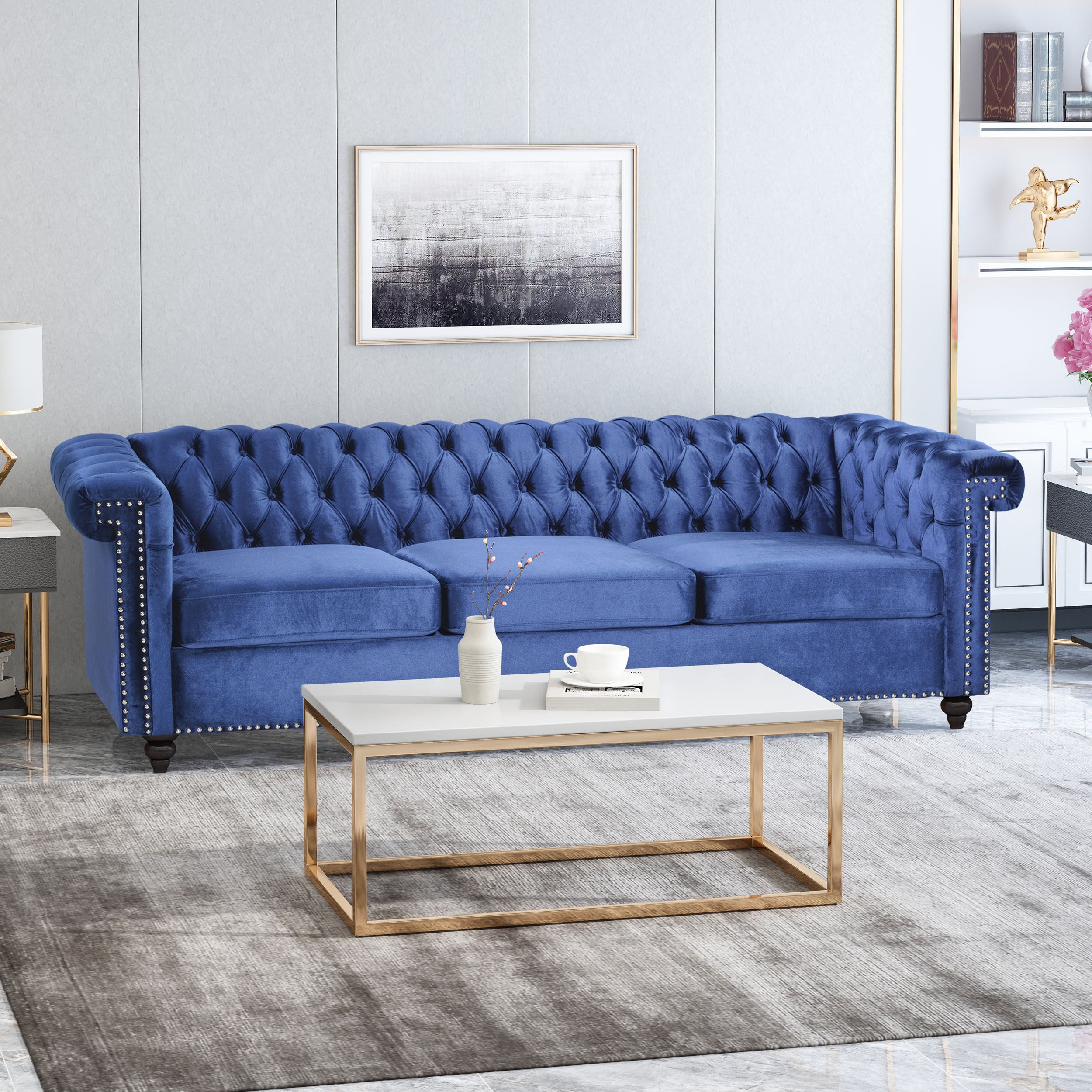 Zyiere Tufted Chesterfield 3 Seater Sofa