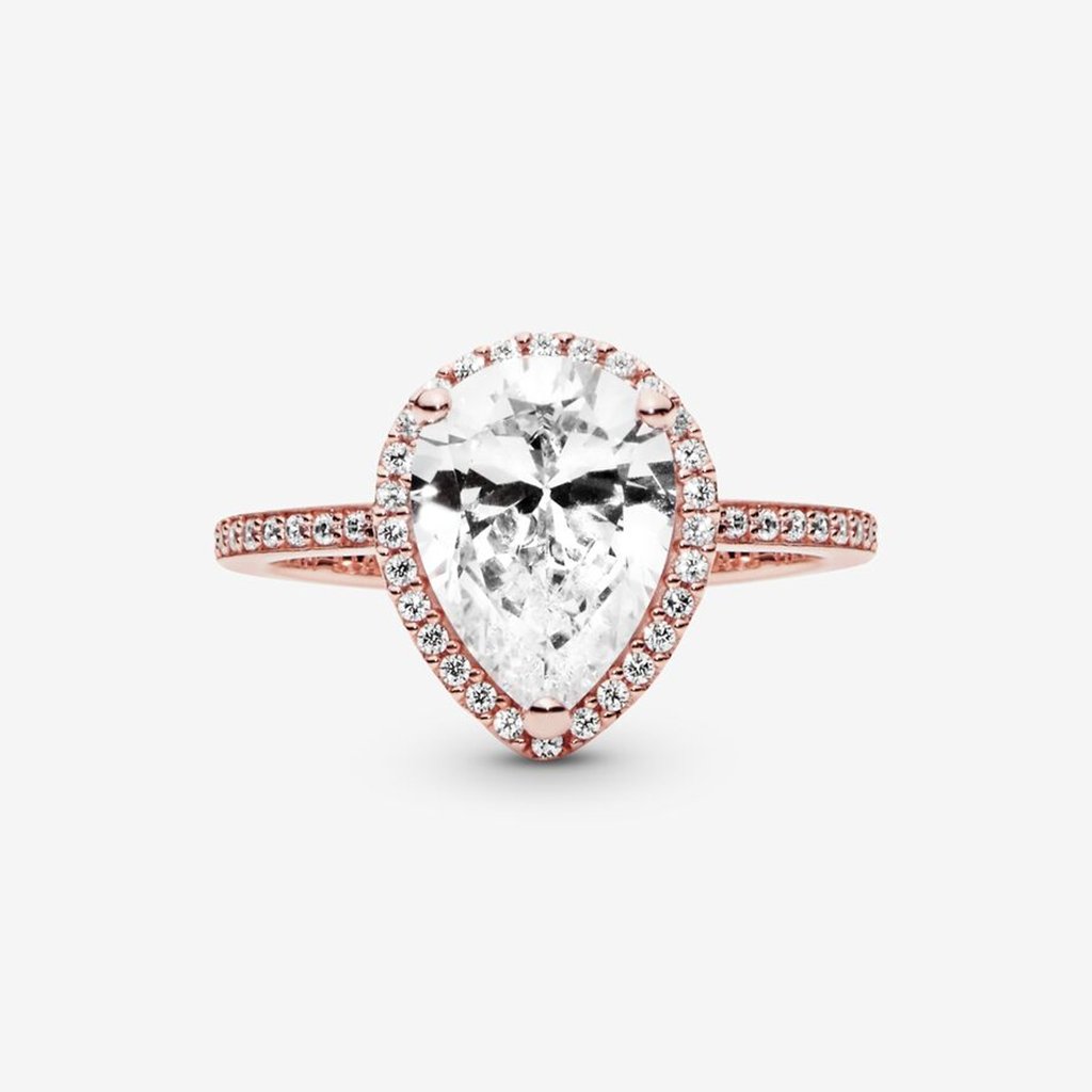 PANDORA  Sparkling Teardrop Halo Ring