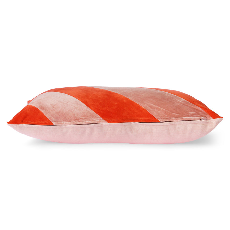 Striped velvet pillow red / pink