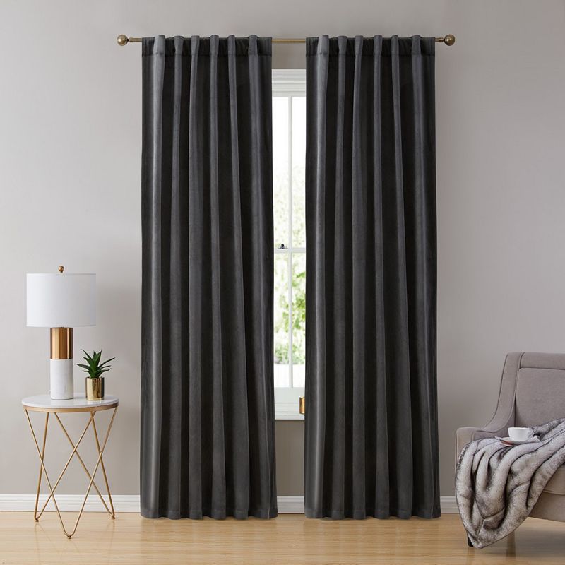 THD Maria Velvet Back Tab Rod Pocket Window Treatment Curtain Panels - Set of 2