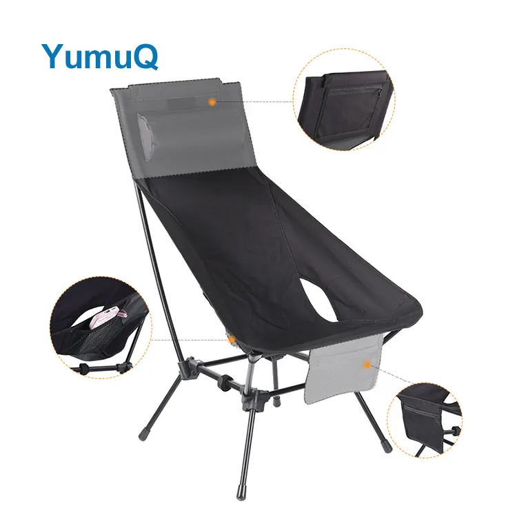 YumuQ Aluminium oy 7075 Adult Size Round Folding Outdoor Travel Picnic Camping Moon Chair Canvas