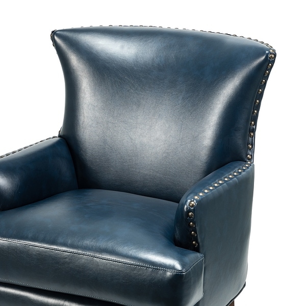 Anatole Modern Leather Wingback Arm Chair with Nailhead Trim by HULALA HOME