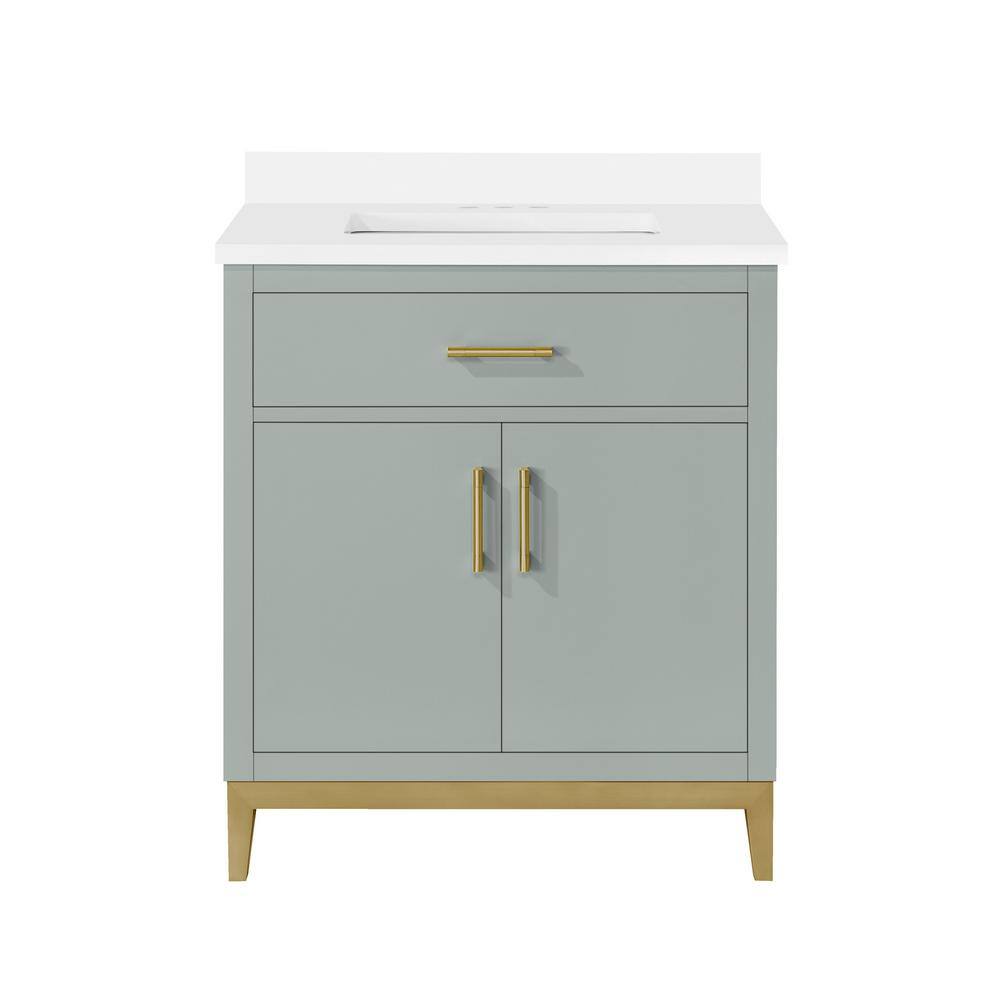 OVE Decors Diya 30 in. W x 22 in. D x 34.5 in. H Bath Vanity in Sage Green with White Engineered Marble Top 15VVA-LUDO30-15