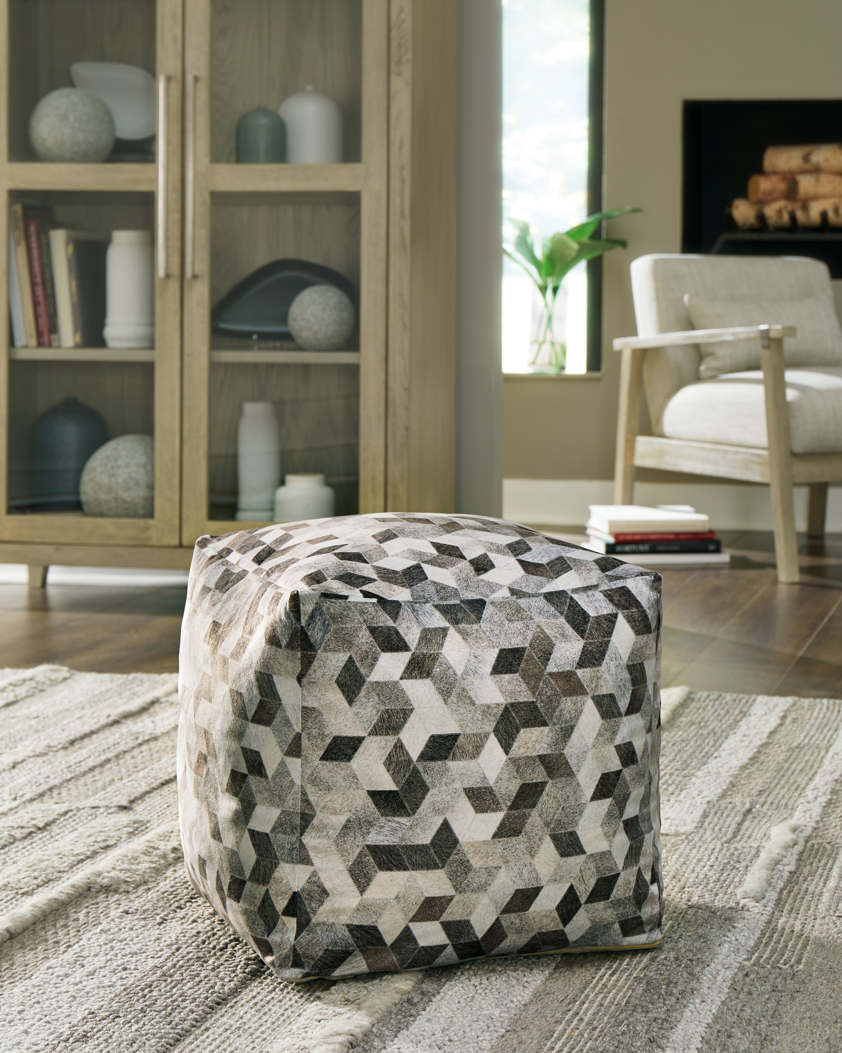 (Online Special Price) Albermarle Gray/Brown Pouf