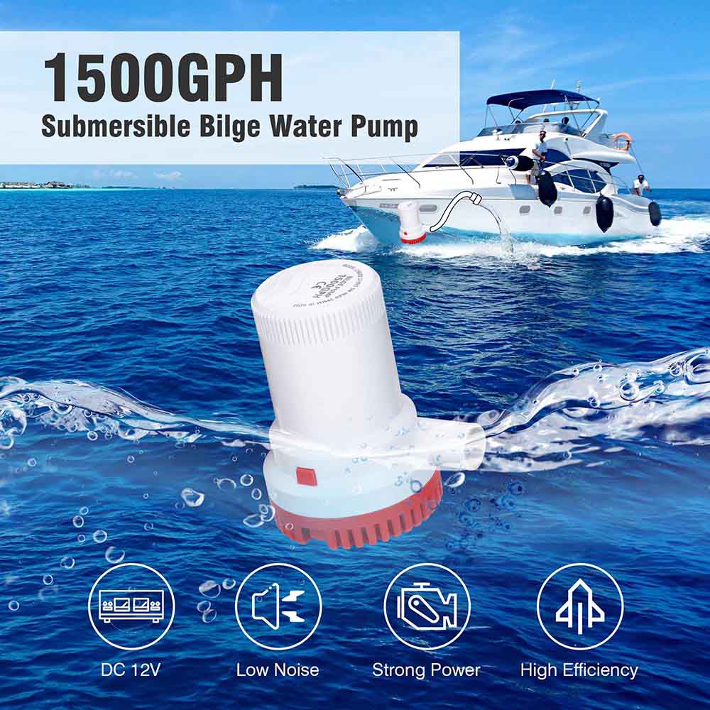 Yescom Marine Boat Electric Bilge Pump 1500Gph 12 Volt