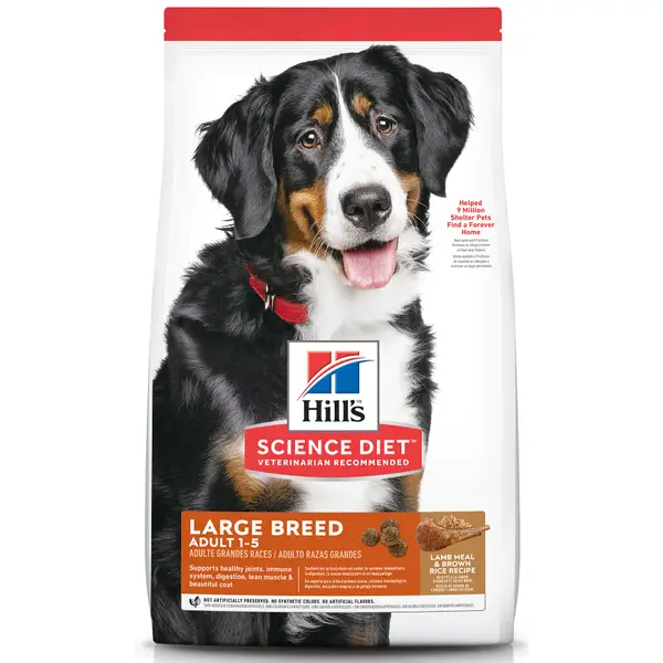 Hill's Science Diet Adult Large Breed Dog Food， Lamb Meal and Brown Rice Recipe Dry Dog Food， 33 lb Bag