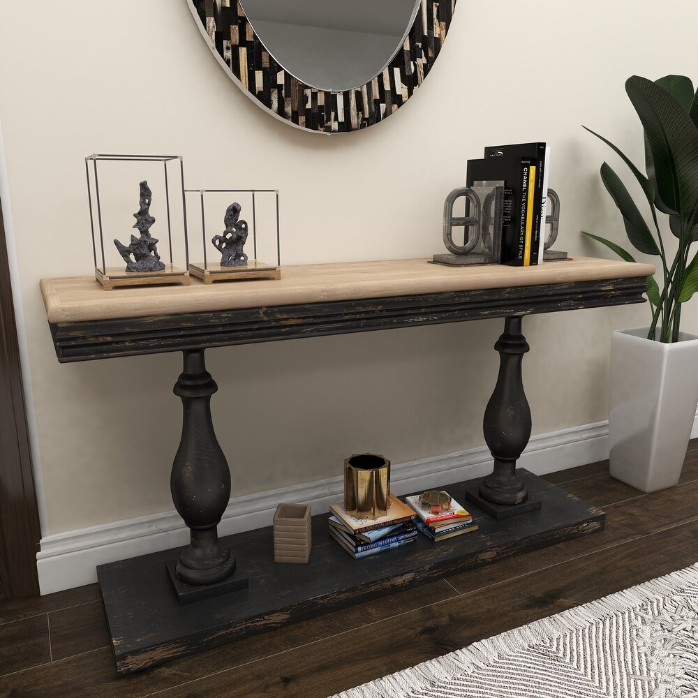 Black Fir Vintage Console Table 31 x 59 x 18   59 x 18 x 31