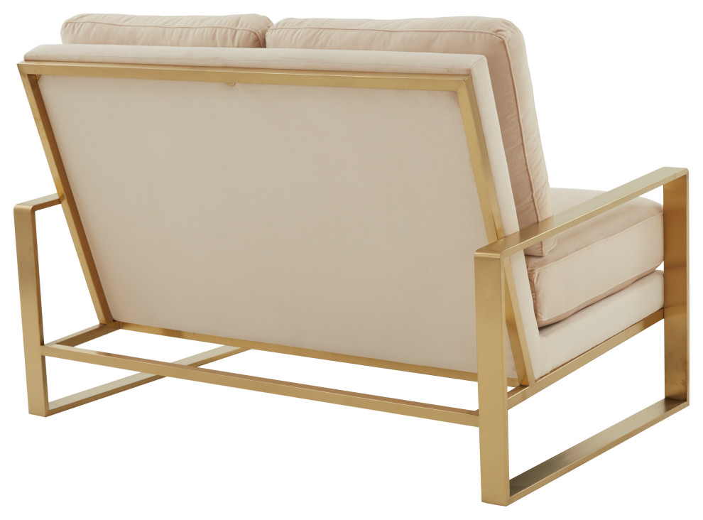 LeisureMod Jefferson Modern Design Velvet Loveseat With Gold Frame   Contemporary   Loveseats   by LeisureMod  Houzz