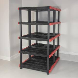 Black 5-Tier Plastic Garage Storage Shelving Unit (40 in. W x 72 in. H x 24 in. D) shelve-613