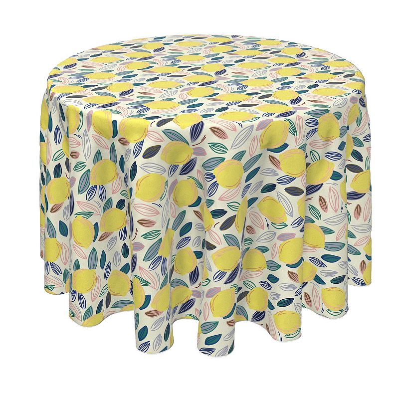 Round Tablecloth， 100% Polyester， 60 Round， Summer Lemon Sketch