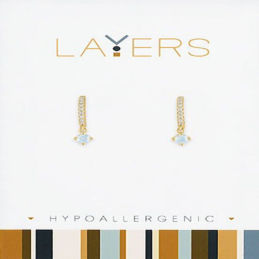 Center Court  Gold Petite Opal CZ Huggie Layers Earrings