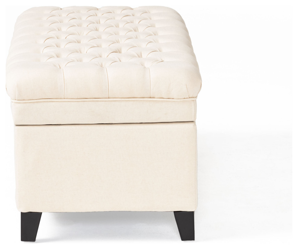 GDF Studio Sheffield Fabric Beige Tufted Storage Ottoman   Transitional   Footstools And Ottomans   by GDFStudio  Houzz