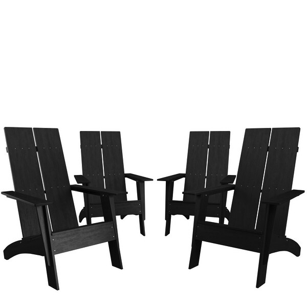 Set of 4 Modern Dual Slat Back Indoor/Outdoor Adirondack Style Chairs