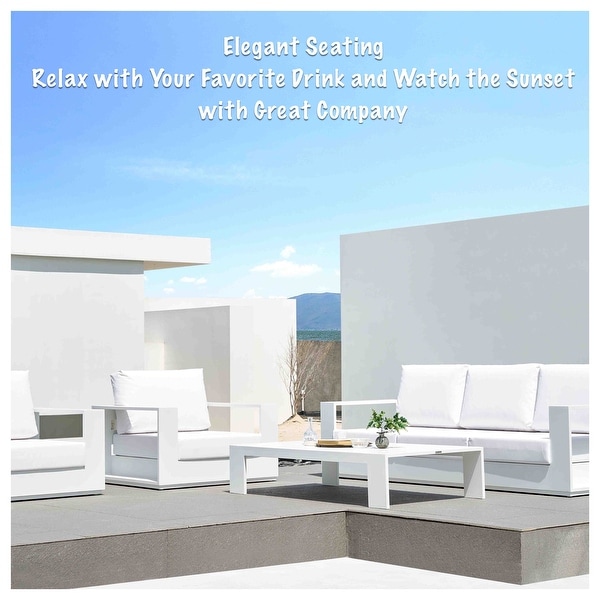 Faena White 4Piece Aluminum Outdoor Conversation Seating Set