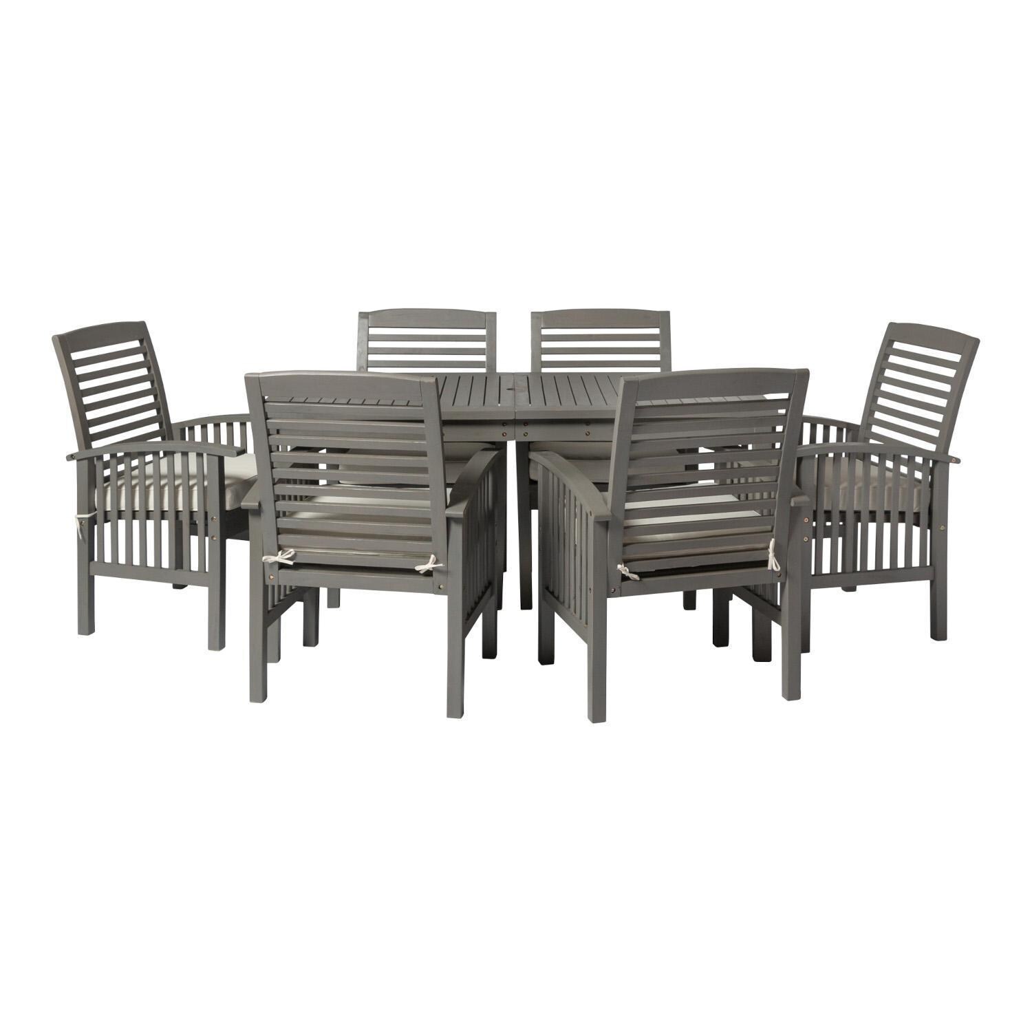 Ultimate Patio Horizon Way 7 Piece Acacia Patio Dining Set W/ 60 X 32 Inch Rectangular Table