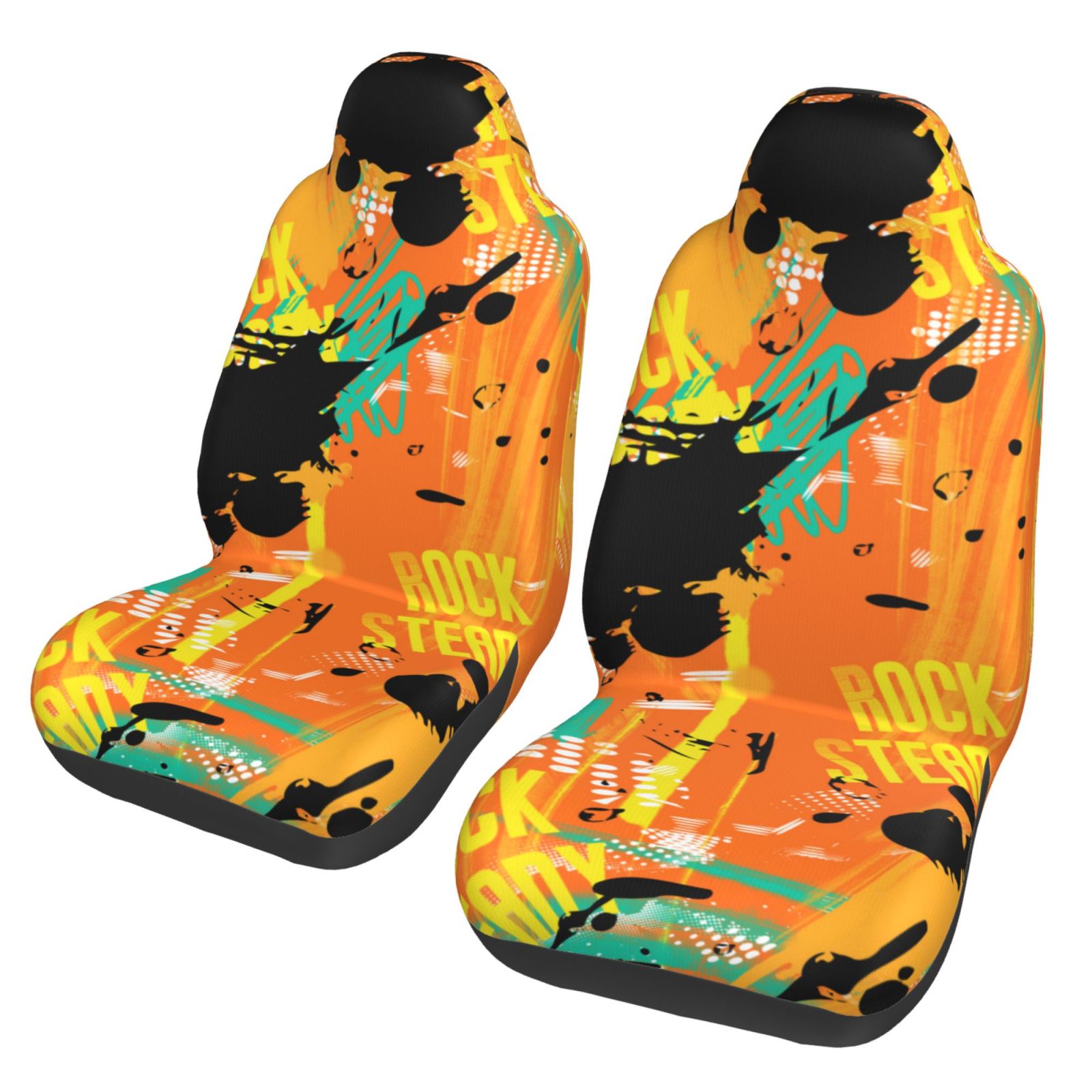 LNWH Car Seat Covers， Orange Graffiti Abstract Camouflage Car Interior Seat Covers - Universal Fit Most Cars， SUV， Trucks， 2pcs Car Seat Protectors