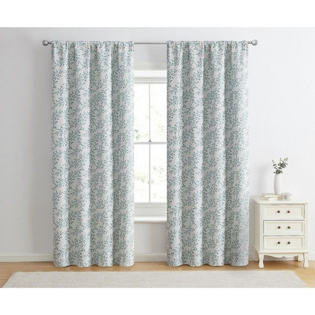 Kate Aurora 1 Piece Floral Leaf Light Reducing amp Thermal Linen Blend Window Curtain Panel 84 In Long