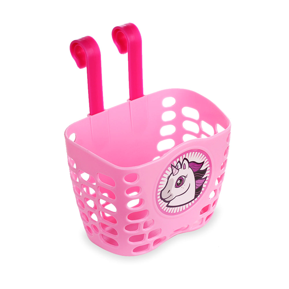 Bike Basket for Kid Girls， MINI-FACTORY Cute Pink Unicorn Pattern Bicycle Handlebar Basket for Girls