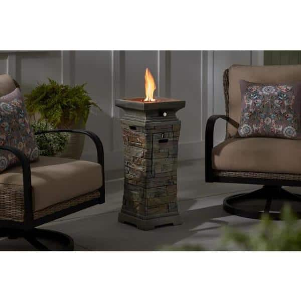 Hampton Bay 29 in. W x 11.8 in. H Square Stacked Stone Fire Column FP15029