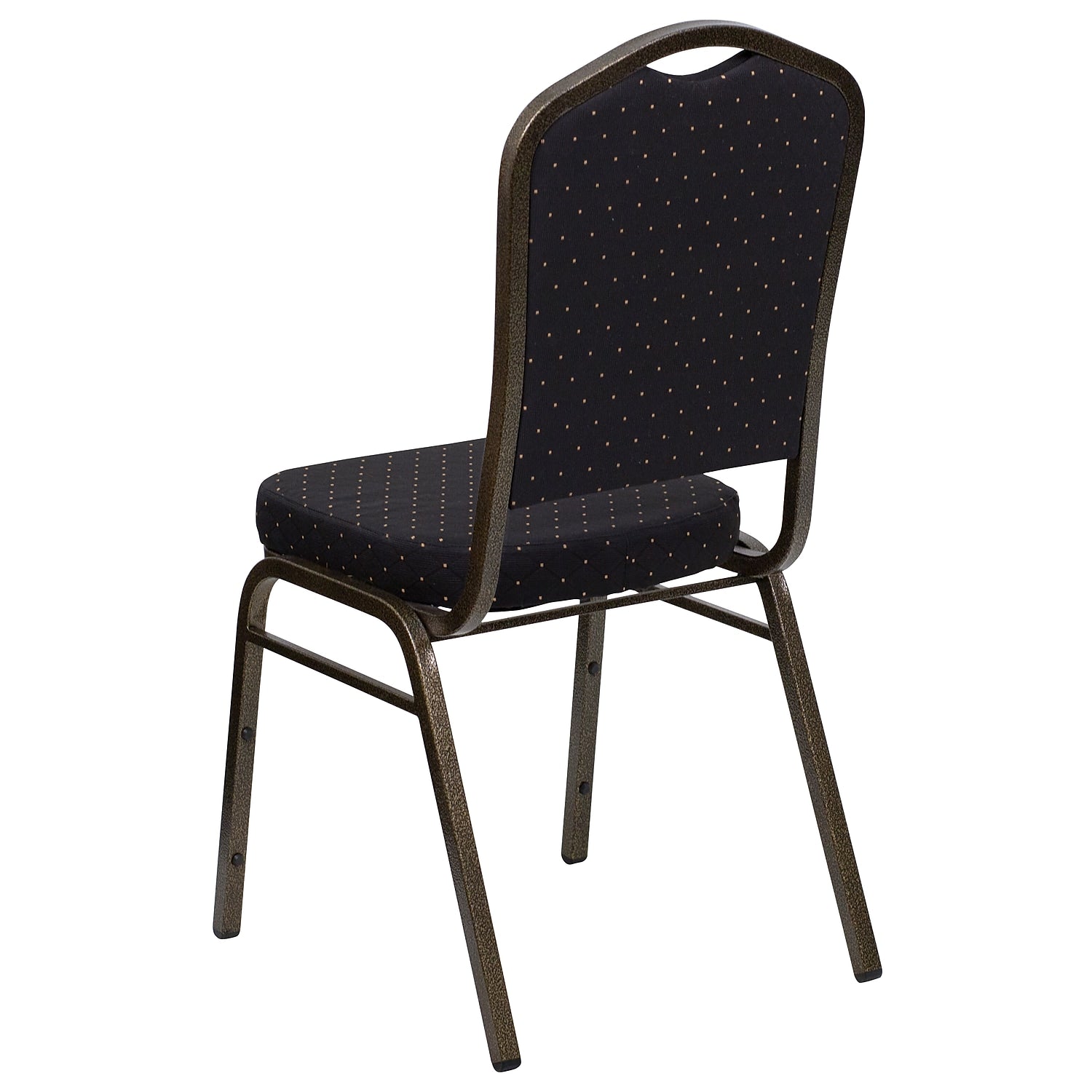 Flash Furniture 4 Pack HERCULES Series Crown Back Stacking Banquet Chair in Black Patterned Fabric - Gold Vein Frame