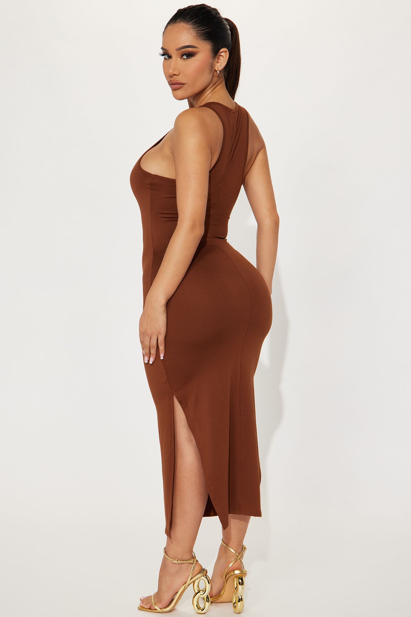 Any Day Now Midi Dress - Brown