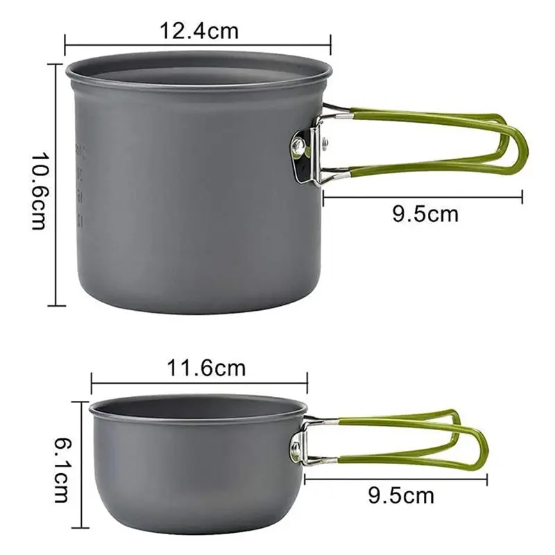 New Camping Cookware Mess Kit with Mini Stove Lightweight Pot Tank Bracket Knife Fork Spoon Stainless Steel Cup and Corkscrew