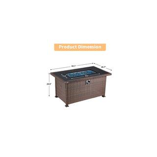 Zeus  Ruta 44 in. Propane Fire Pit Table 50000 BTU Auto-Ignition Gas Fire Table for Outside Patio LH-591