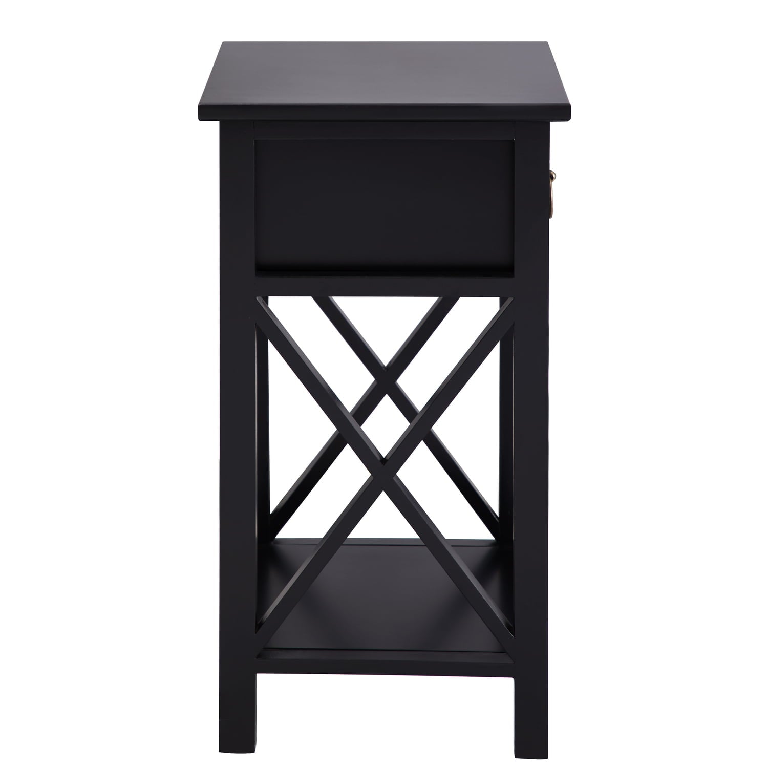 Alisa Bedside Table Set of 2 Night Stand Wooden End Tables Set of 2 Side Tables Bedroom Night Stands Bed Side Table/Night Stand End Small Nightstand - Color: Black, Quantity: Set of 2