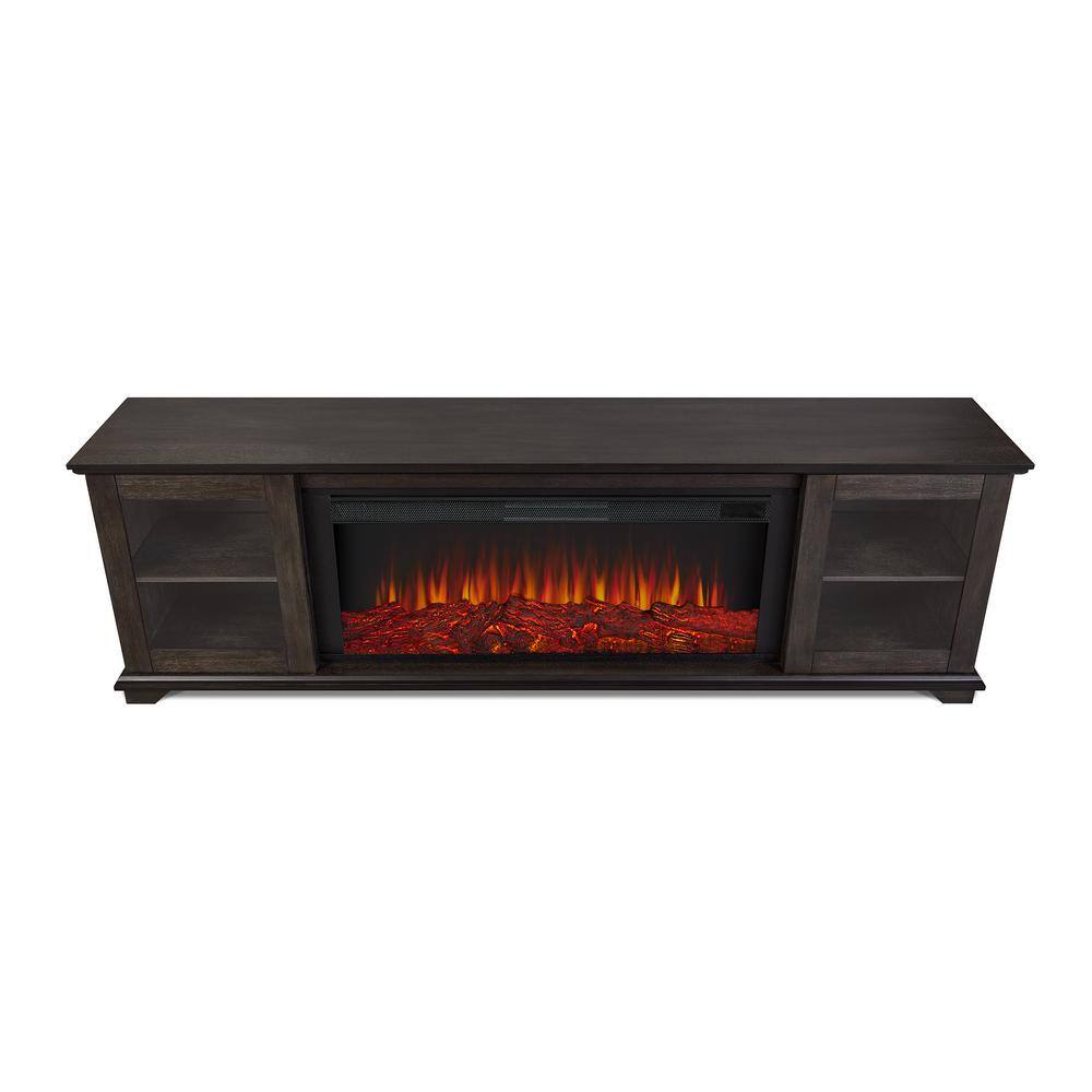 Real Flame Benjamin 81 in. Freestanding Wood Electric Fireplace TV Stand in Weathered Wood 5110E-WWD