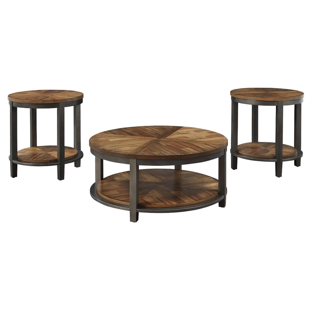 Roybeck Table (Set of 3)   Light Brown/Bronze