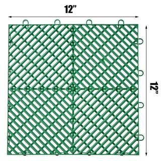 VEVOR 12 in. x 12 in. x 0.5 in. Drainage Tiles in Green Interlocking Floor Tiles Deck Tile for Pool Shower Deck Patio(55-Pack) DJHZX55PGN0000001V0