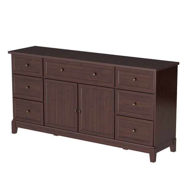 7 Drawer Dresser with Door Drawer Organizer Storage Cabinet Side Table - 63