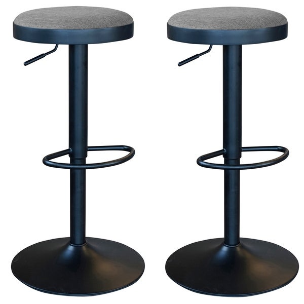 AmeriHome Classic Charcoal Gray Fabric Bar Stool Set