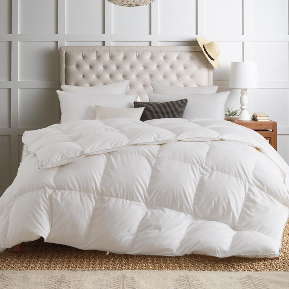 KASENTEX Luxurious White Down Comforter All Seasons Solid White Duvet Insert Brushed Poly-Cotton Shell Down Proof Cozy Soft with Tabs， White， Twin Size