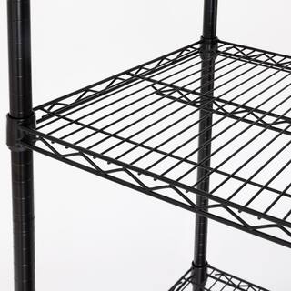 Seville Classics UltraDurable Black 5-Tier Adjustable Rolling Wire Steel Garage Storage Shelving (48 in. W x 75 in. H x 18 in. D) WEB725