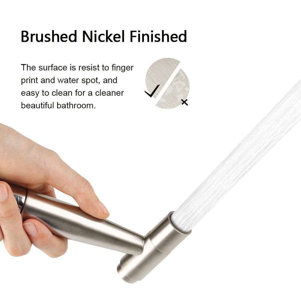 Tileon Non- Electric Handheld Bidet Sprayer for Toilet Single Handle Bidet Attachment in. Brushed Nickel AYBSZHD1359