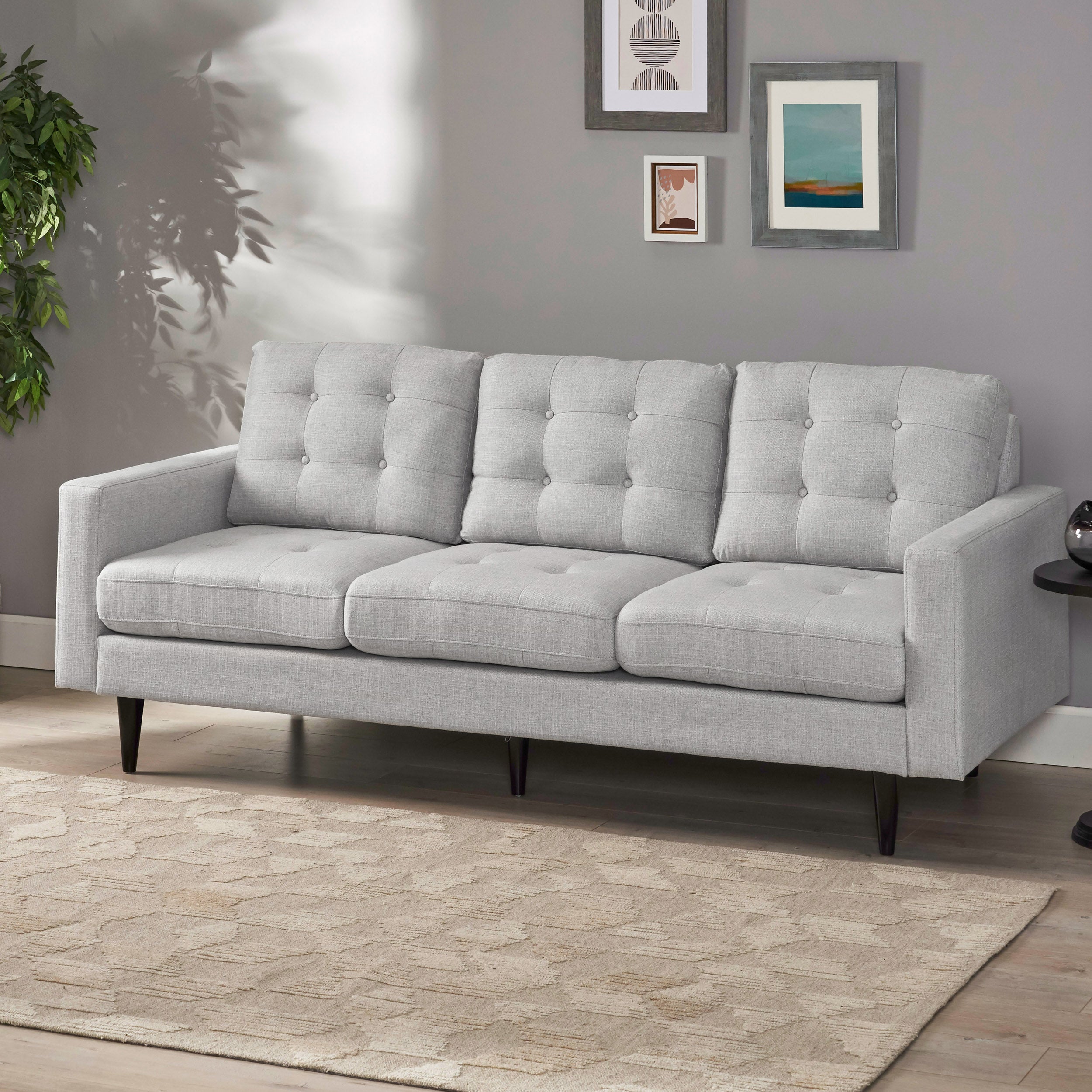 Ayumi Contemporary Tufted Fabric 3 Seater Sofa