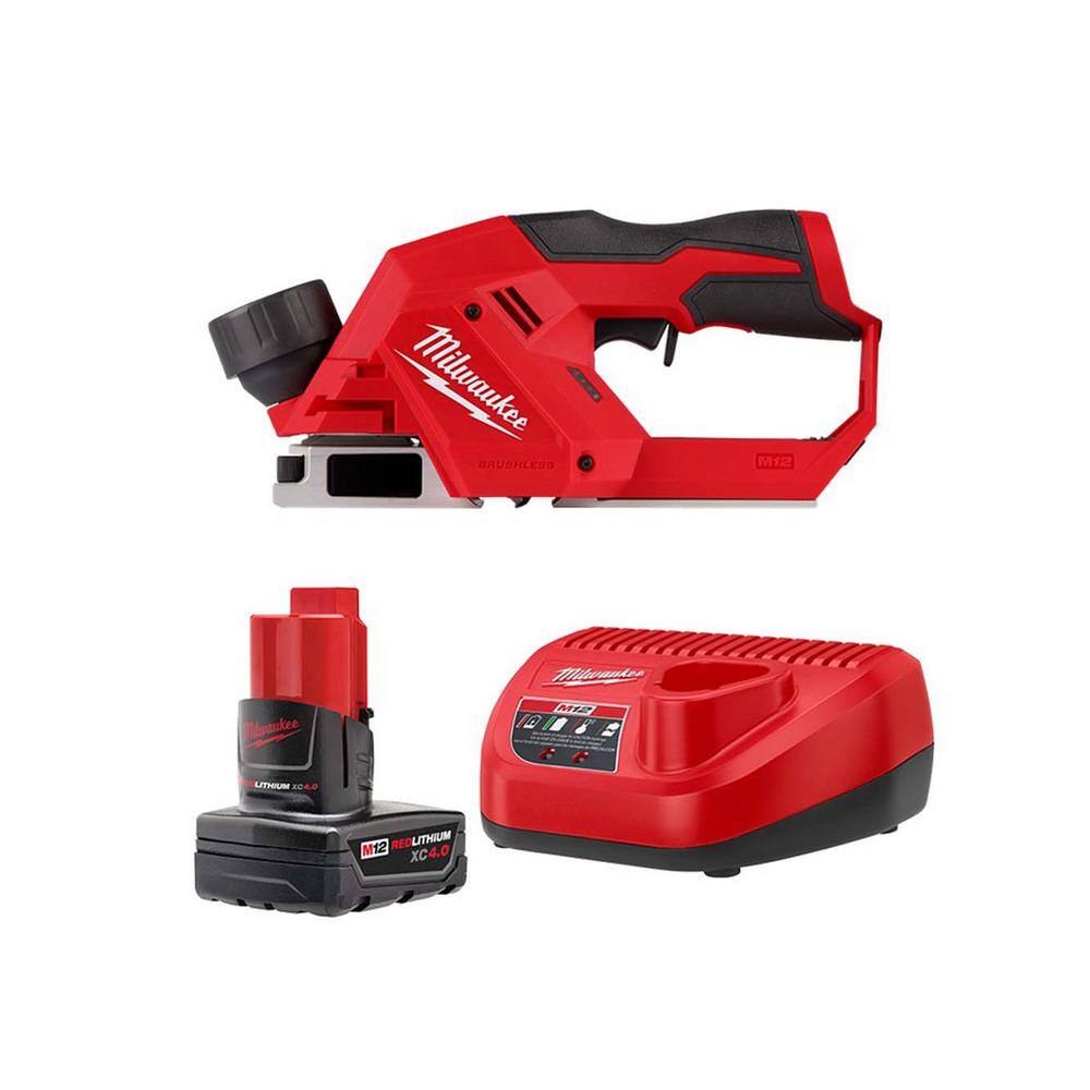 MW M1 2 12V Lithium-Ion Brushless Cordless 2 in. Planer with XC 4.0Ah Battery and Charger 2524-20-48-59-2440