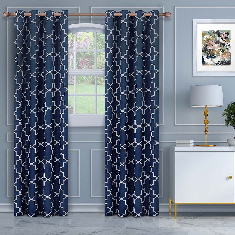 Superior Imperial Trellis Thermal Insulated Pair of 2 Blackout Window Curtain Panels