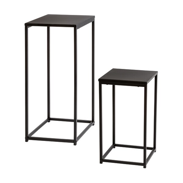 Set of 2 Square Side Tables， Black