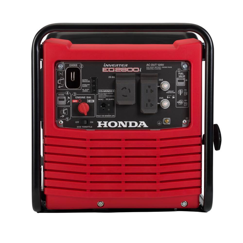 Honda 2800-Watt Recoil Start Portable Gasoline Powered Inverter Generator with Eco-Throttle and Oil Alert EG2800IAN