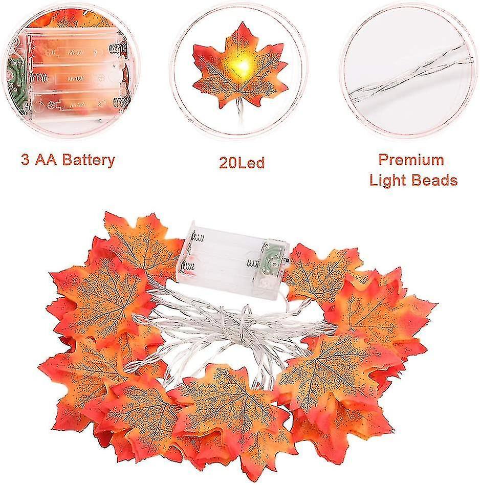 Maple Leaf Fairy Lights， 20led Autumn Garland Autumn Leaf Garland Autumn Decoration Autumn Maple Lea