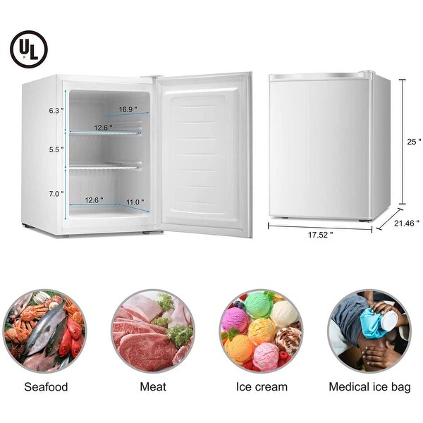 2.1 cu.Compact Upright Freezer Reversible Stainless Steel Door