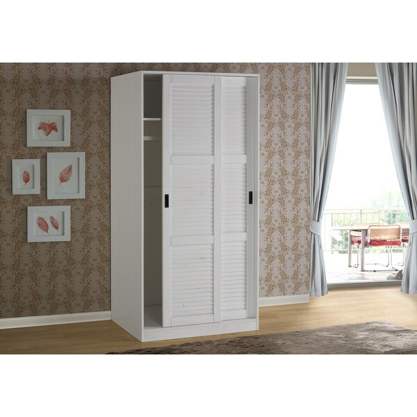 Palace Imports 100% Solid Wood 2-Sliding Door Wardrobe Armoire with Optional Mirrored Doors - - 20000830