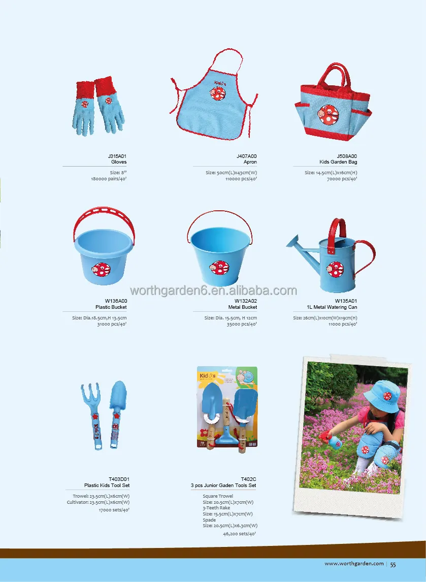 4 Pcs Blue Bag Kids Mini Gardening Hand Tool Set Kit With Bag