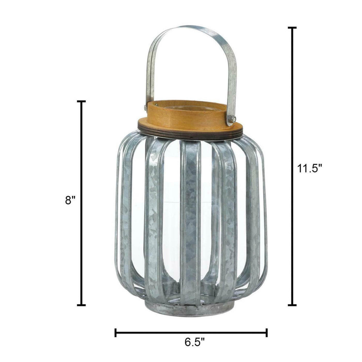 Home Decorative Galvanized Metal Slats Candle Lantern - 8 inches