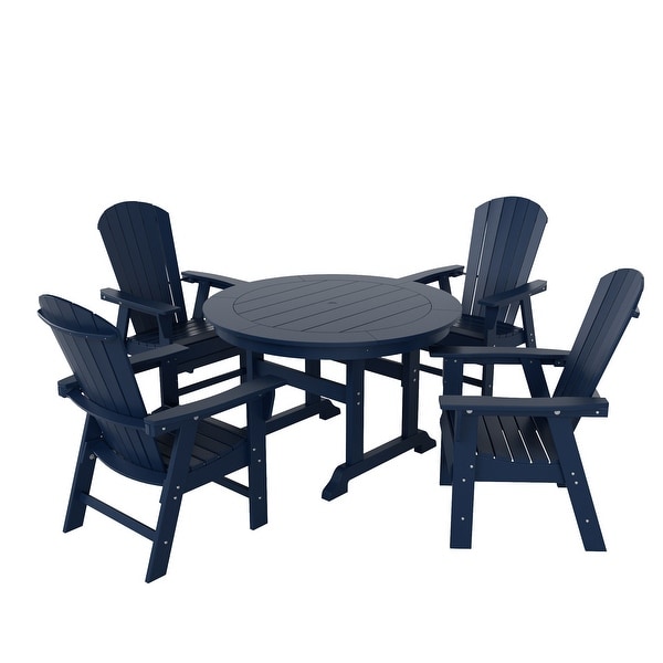 Polytrends Altura 5Piece Round Poly EcoFriendly All Weather Outdoor Dining Set