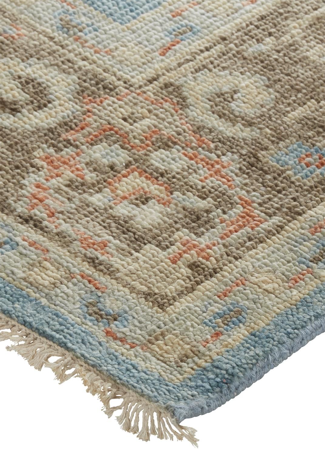 Bennet Hand Knotted Blue and Brown Rug by BD Fine