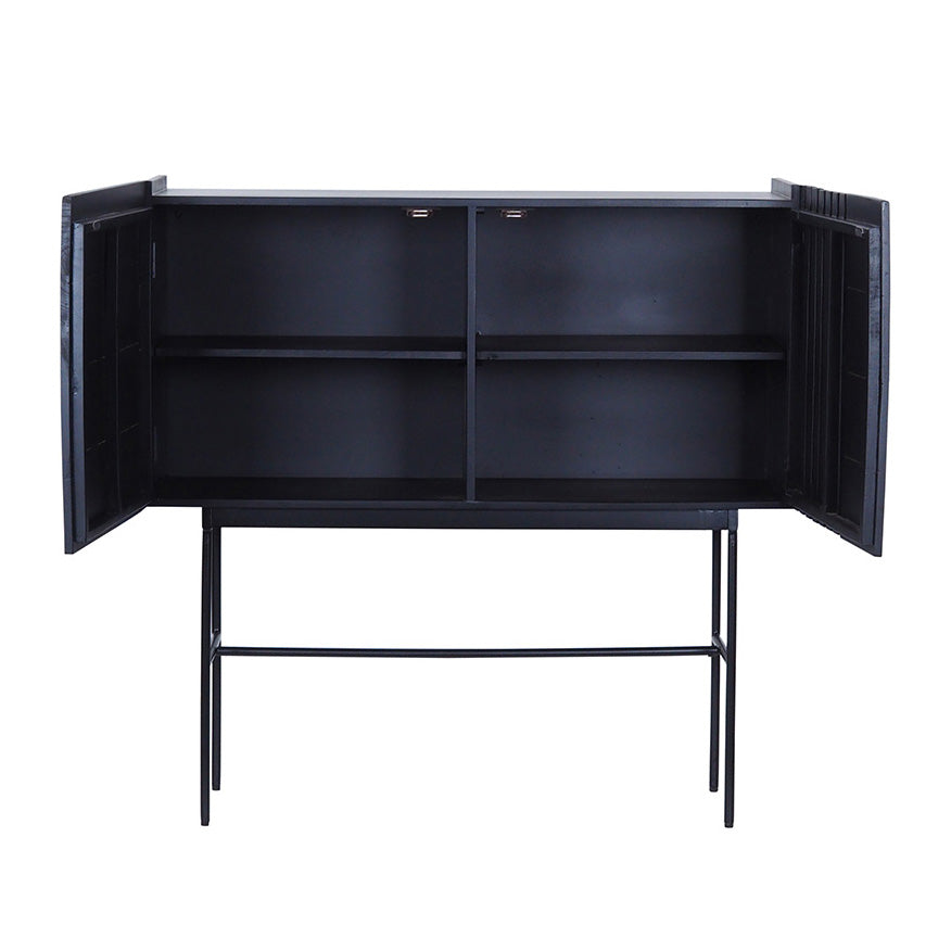 SHANTI Tall Sideboard 120cm Solid Acacia Wood - Black