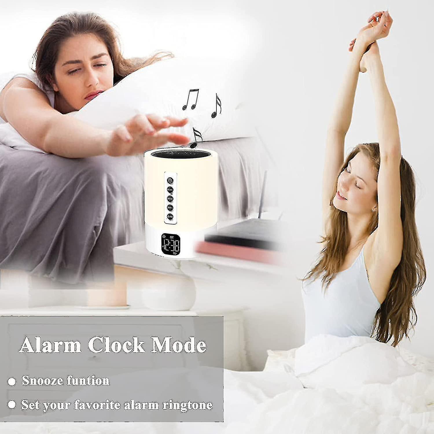 Alarm Clock Bluetooth Speaker Night Light Bluetooth Speaker，touch Sensor Bedside Lamp，dimmable Warm  Changing  Music Player For Kids，bedroom，camping